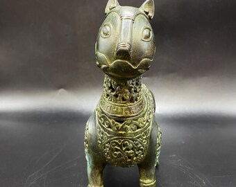 Chinese Bronze Cat Incense Burner, Art Deco Animal Figure - Etsy