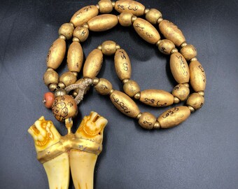 Vintage Thai Buddha wood beads necklace