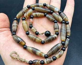 Old Ancient Antique Chong Dzi Beads With Suleimani Aqeeq Agate acient Beads Necklace