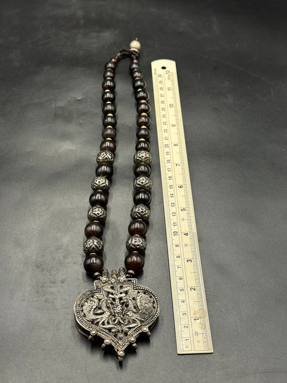 Amazing old indian silver pendent box agate beads… - image 9