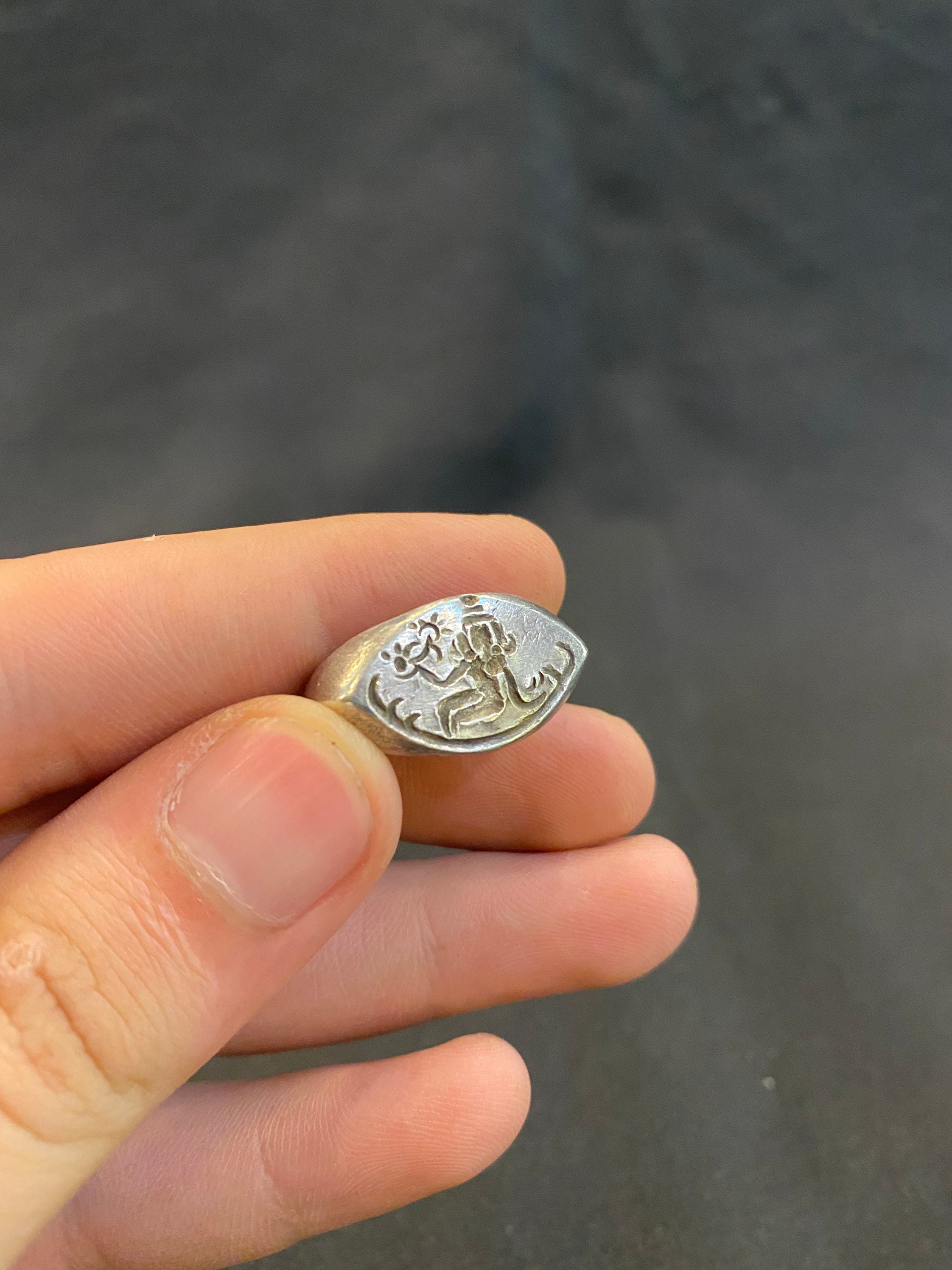 Rare Antique Pyu Old Silver Ring From South East Asia