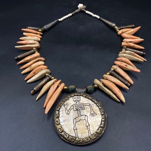 Antique Coral and shell pendent Tibet ,Berber Necklace From Morocco,Berber brass Necklace,Moroccan Jewelry Ethnic jewelry