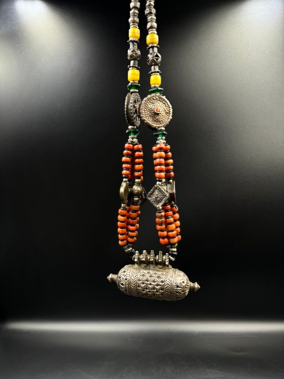 Antique Silver Bawsani filigree coral beads Neckl… - image 6