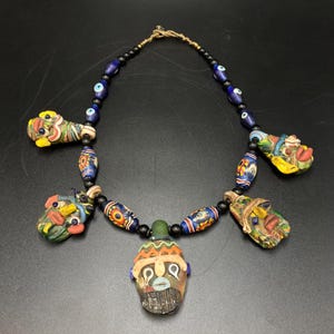 Ancient roman Phoencain Mosaic Glass unique necklace with protection from evil eyes Pendant beautiful color and rare face shape pendent