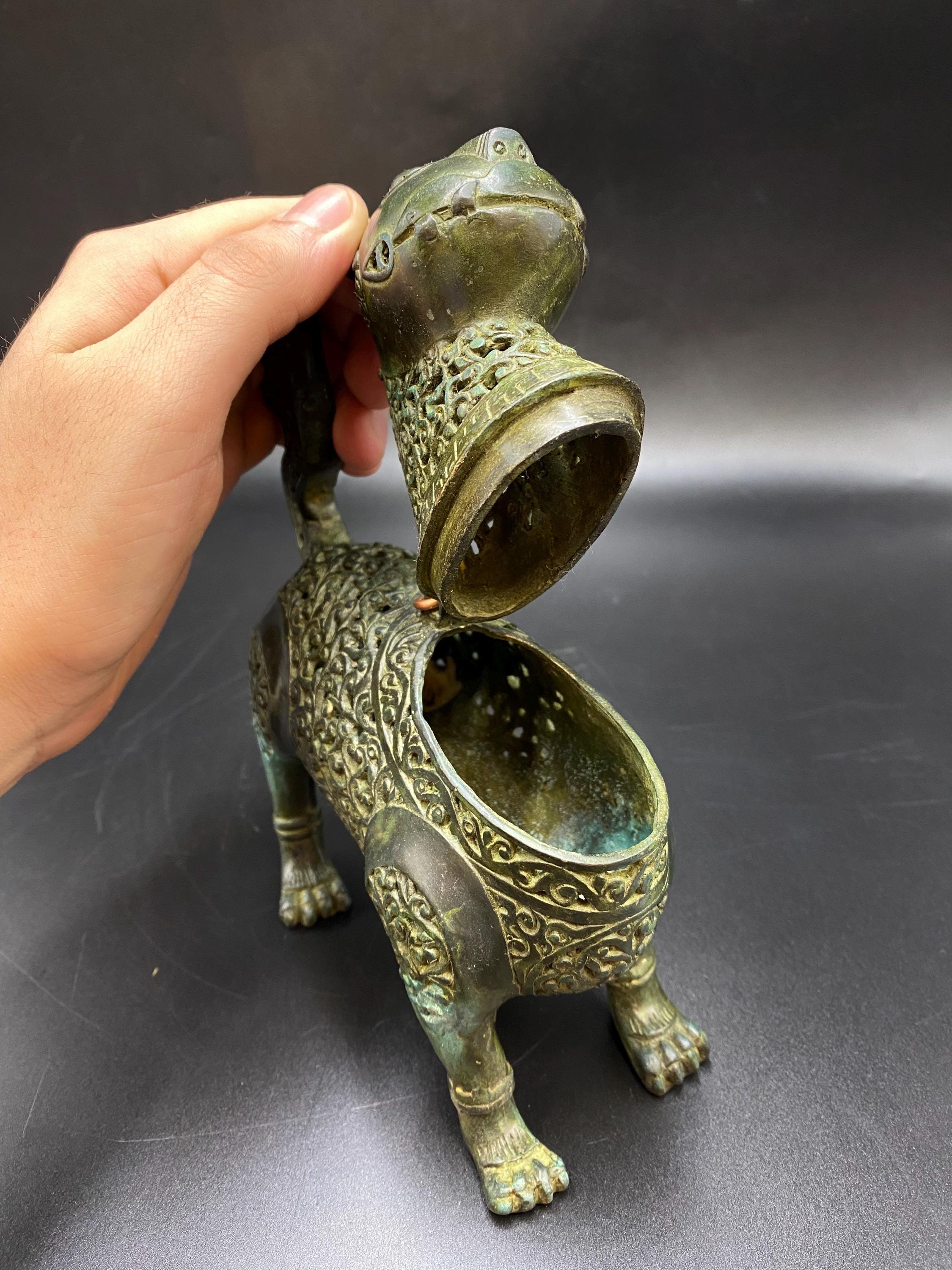 中国ブロンズ猫香炉、アールデコ調動物像 - Etsy 日本