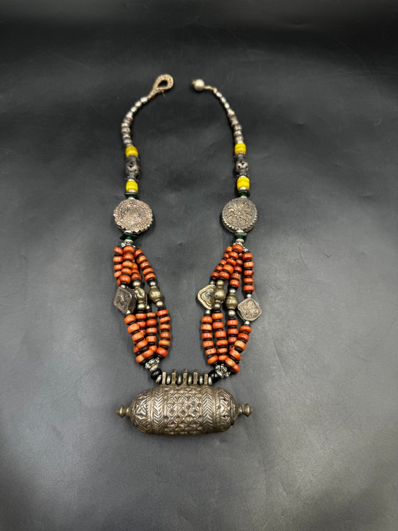 Antique Silver Bawsani filigree coral beads Neckl… - image 8