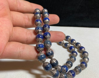 ヴィンテージアフリカ貿易ビーズ、模様入りブルーガラスビーズ - Etsy 日本
