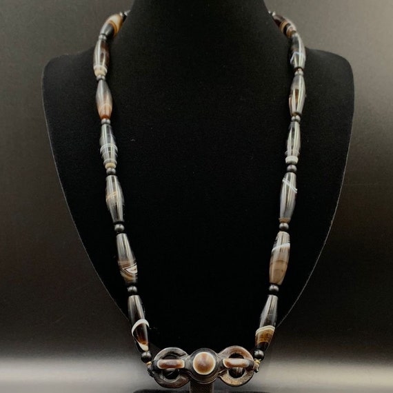 Antique Etched Agate Bead Necklace, Tibetan Purba Pendant - Etsy