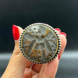 Silver Ancient Roman Empire Mars god of war signet ring 4th century Very beautiful intaglio
