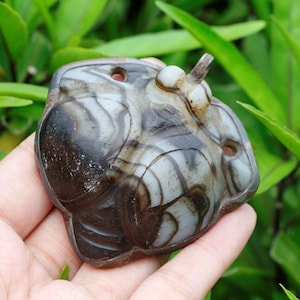 Very Unique Old Suleimani Aqeeq Agate Carved Butterfly With Silver Pendant