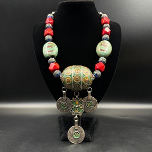 Most Beautiful Red Natural Coral Beads Necklace With Enamel moroco bead turquoise tibetan jewelry Tibetan coral Tibetan style