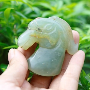 Antique natural green Jade bead Art Deco