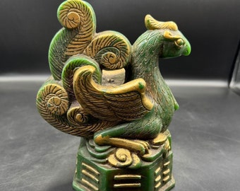 Carved Phoenix Bird Statue: Gold Gilded Jade, Art Deco - Etsy