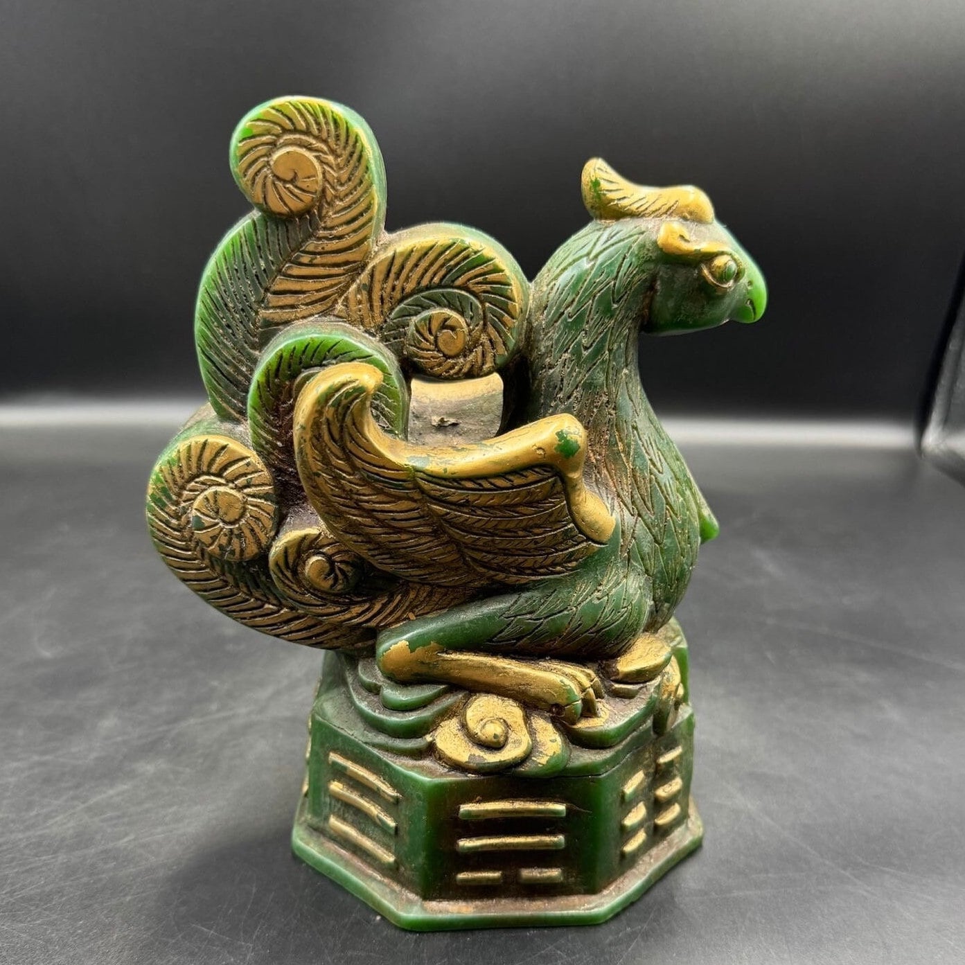 Carved Phoenix Bird Statue: Gold Gilded Jade, Art Deco - Etsy