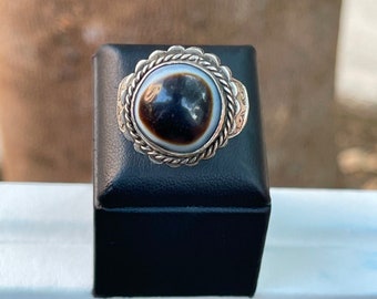 Afghansk Suleimani Agat, Silver 925 ring, handgjord, storlek 8 US, Statement Ring