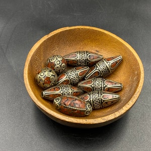 Beautiful Vintage Mix Tibetan Handmade 10 Pieces Bamboo Coral Beads