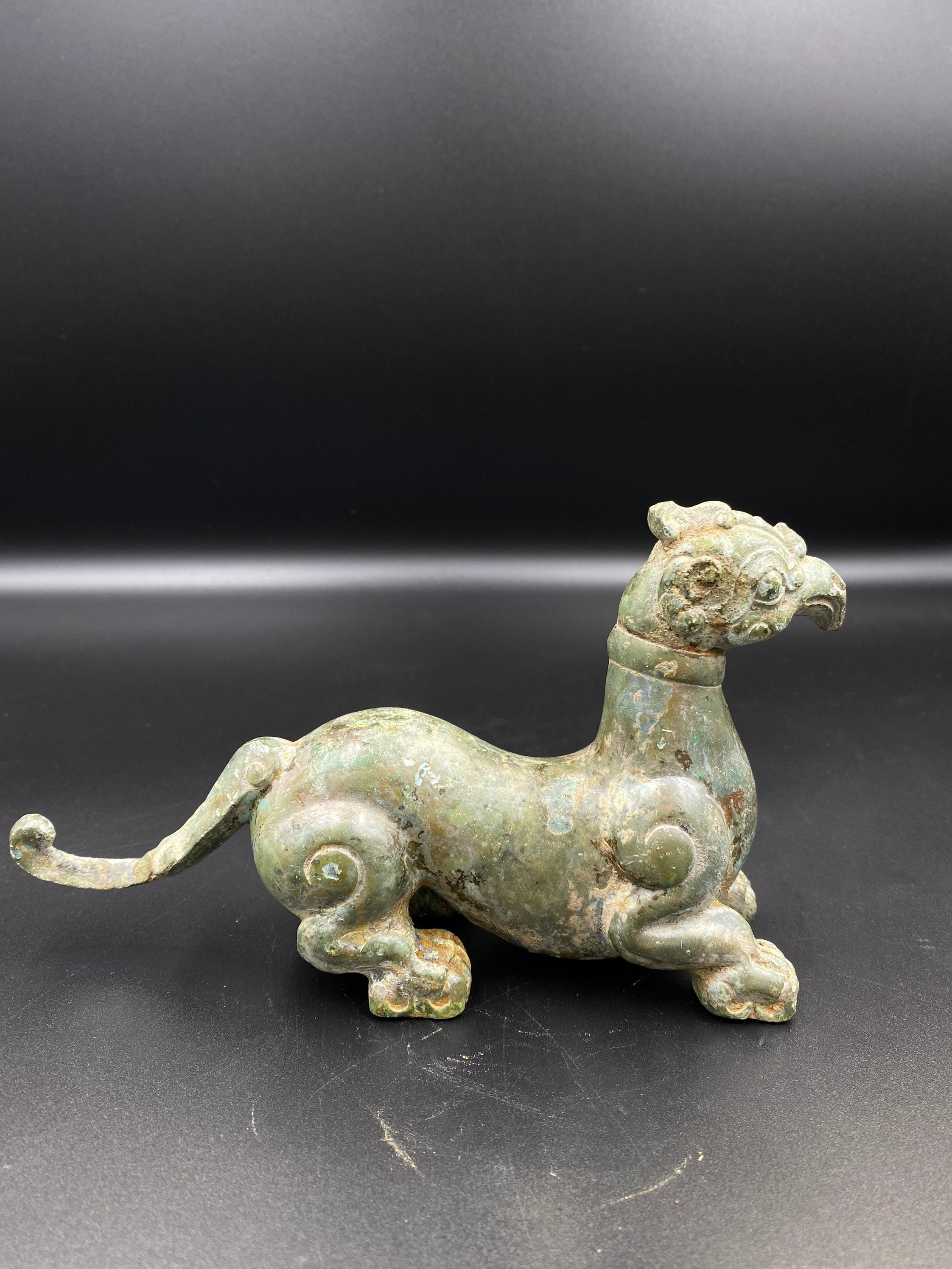 中国のアンティークブロンズ獣像、彫刻された鳥の頭 - Etsy 日本