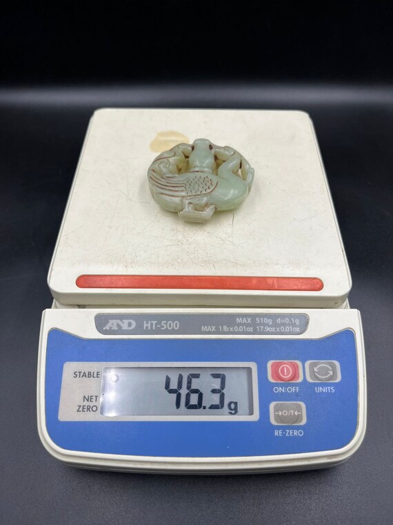 Old Mongolian Natural Jade Carved Phoenix on Each Side Decoration