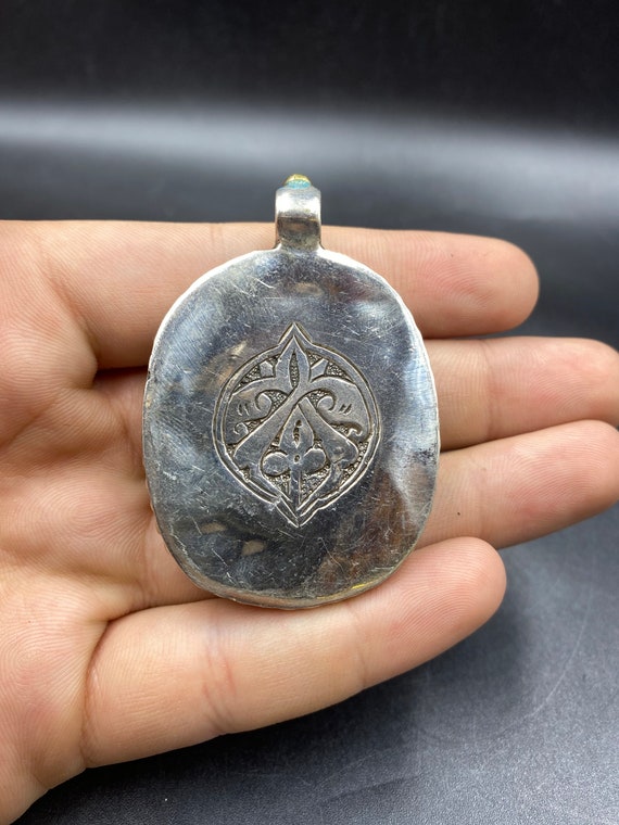 Very Beautiful roman agate stamp silver pendent f… - image 2