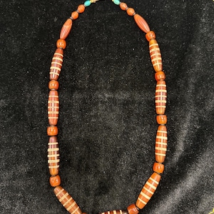 Authentic Ancient Tibetan Stirp Beads Necklace With Agate/Turqouise Stone Beads Necklace, Tibetan Beads Necklace