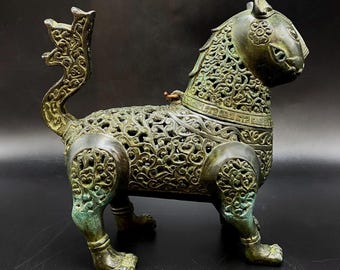 Chinese Bronze Cat Incense Burner, Art Deco Animal Figure