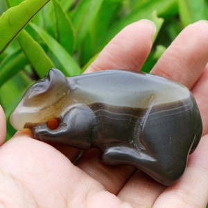 Beautiful Natural Suleimani Agate Carved Mouse Animal Figure