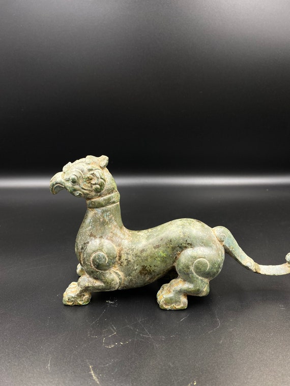 中国のアンティークブロンズ獣像、彫刻された鳥の頭 - Etsy 日本