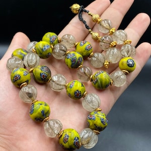 Old Ancient Rock Crystal Byzantine Roman Mosaic Glass Beaded Necklace