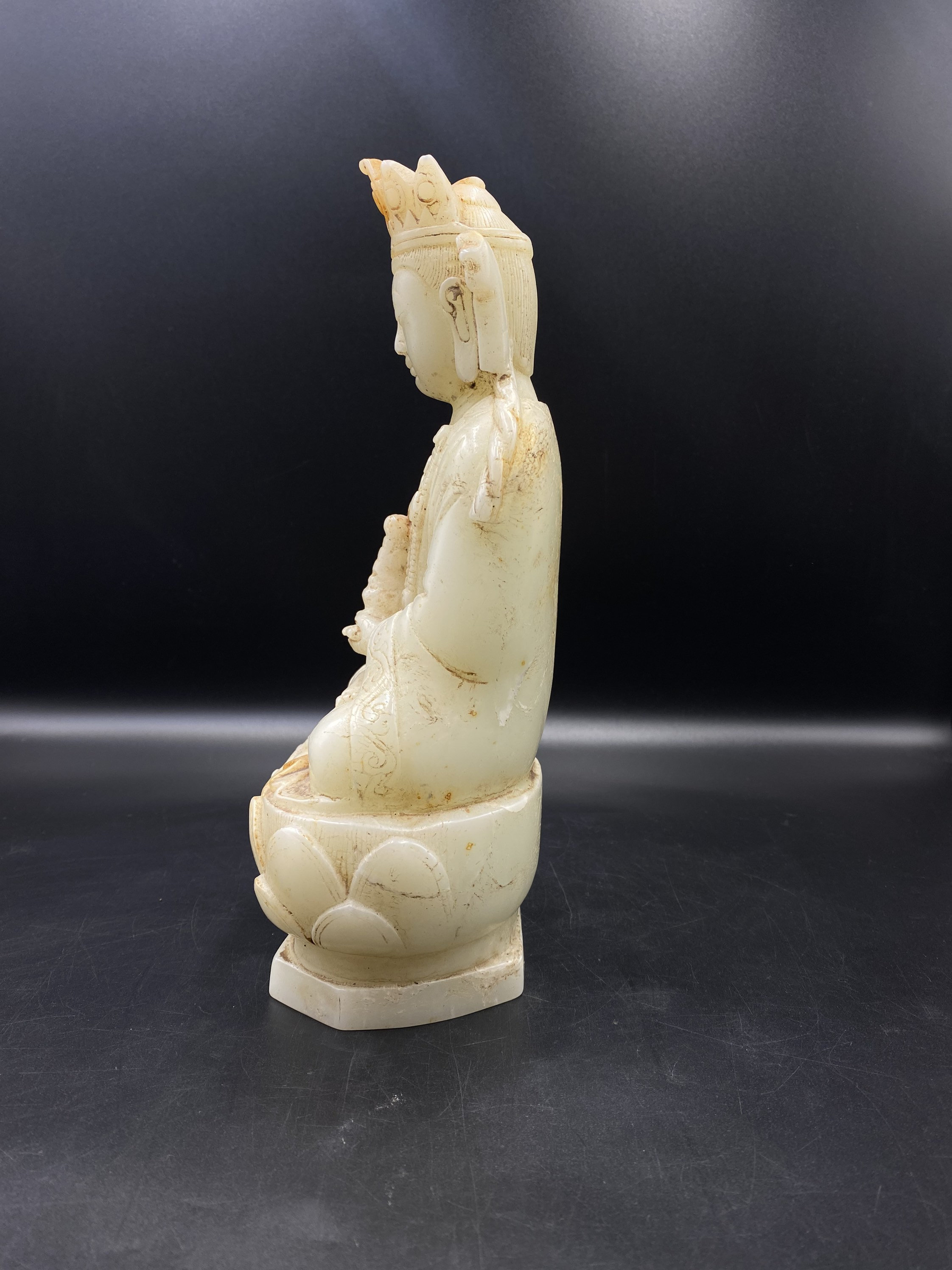 古代中国の白翡翠の観音女神像、古代彫刻 - Etsy 日本