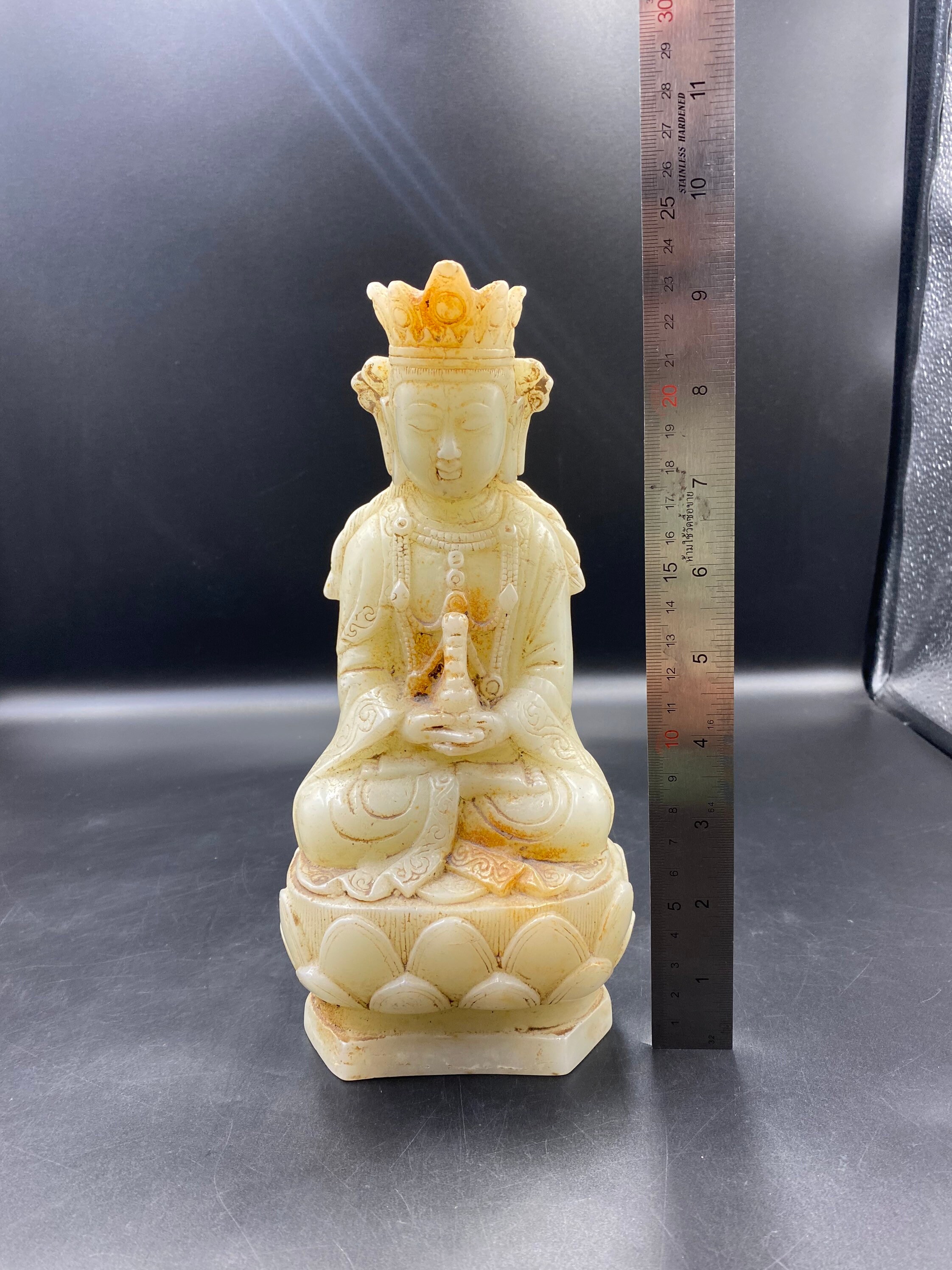 古代中国の白翡翠の観音女神像、古代彫刻 - Etsy 日本