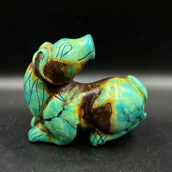 Very Unique Antique Old Turquoise Hand Carved Animal Figure Collectible Piece