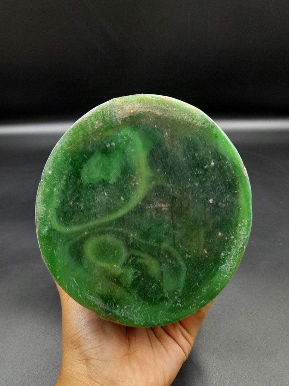 Old China Green Jade Carving Dragon Phoenix Bird Flower Cup With