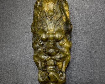 Carved Dragon Horse Jade Pendant, Old Mongolian Art