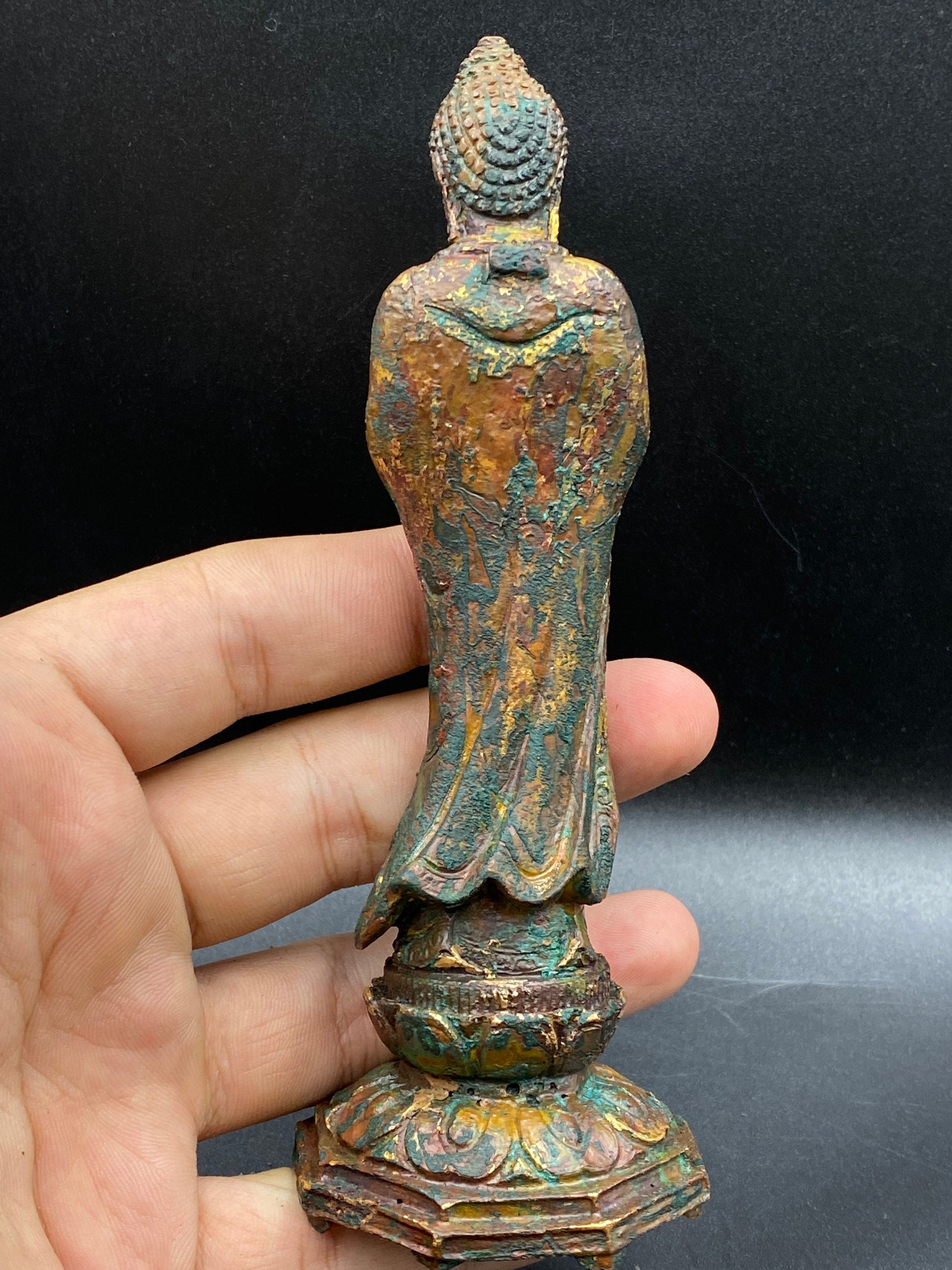 古いアンティークのモンゴルの青銅の金の輝く仏像 - Etsy 日本
