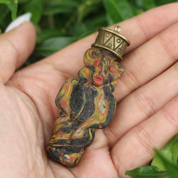 Old Ancient Byzantine Roman Mosaic Glass Figurine Pendant