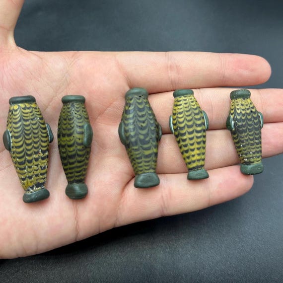 Old Gabri Glass Fish Intaglio: Five Piece Phoenician Set
