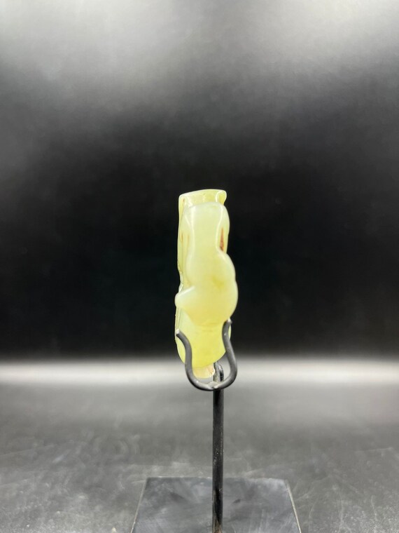 Old Mongolian Natural Jade Carved Phoenix on Each Side Decoration