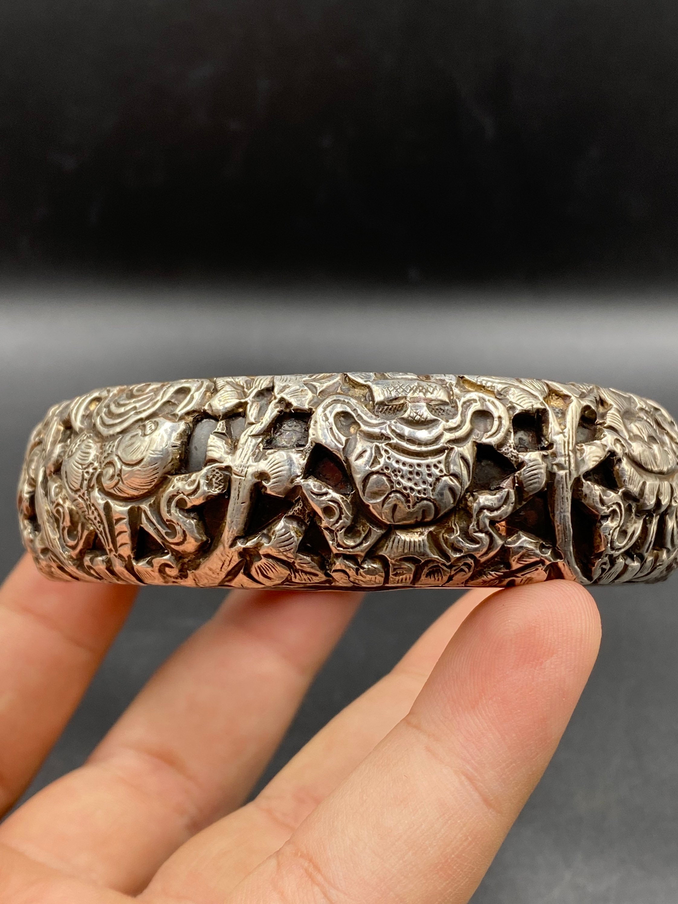アクセサリー Tibet vintage- bangle Tibetan Bangle, Symbols Bracelet, Brass With Sterling Silver