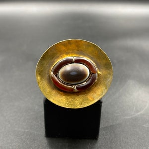Original Antique Roman Gold Ring With Garnet Stone From Afghanistan 16k Yellow Gold Size 7 US