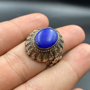 Very Beautiful Blue Lapis Lazuli Silver Ring Afghani Silver Ring Size 9 US