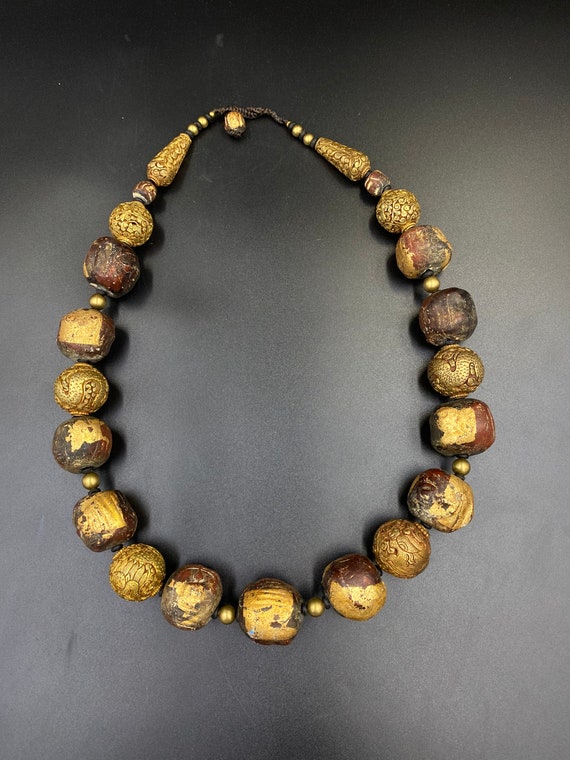 Antique Thai Buddha Wood Beads Necklace Old Thai God Health God Buddha Beads With Brass Etsy UK
