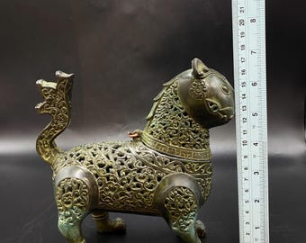 Chinese Bronze Cat Incense Burner, Art Deco Animal Figure - Etsy