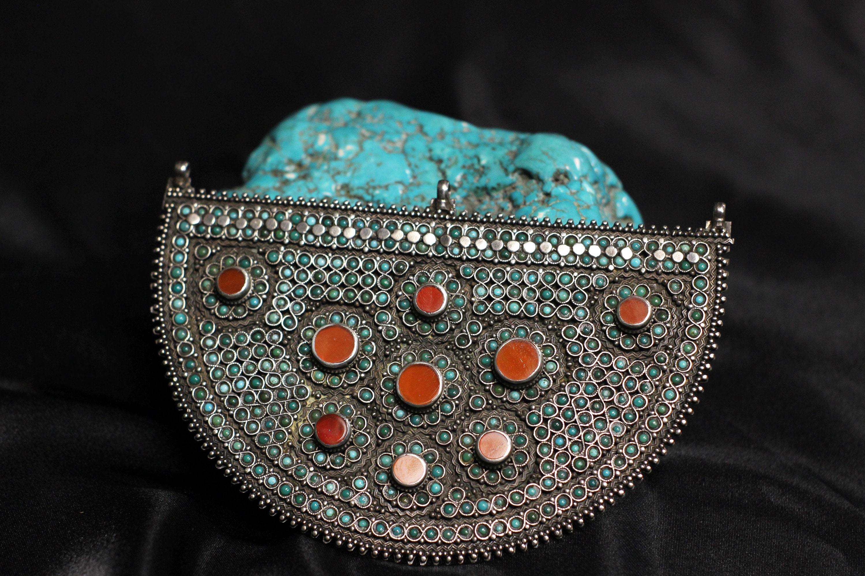 Bukhara Tribe Uzbekistan Big Pendant Multiple Natural Stones