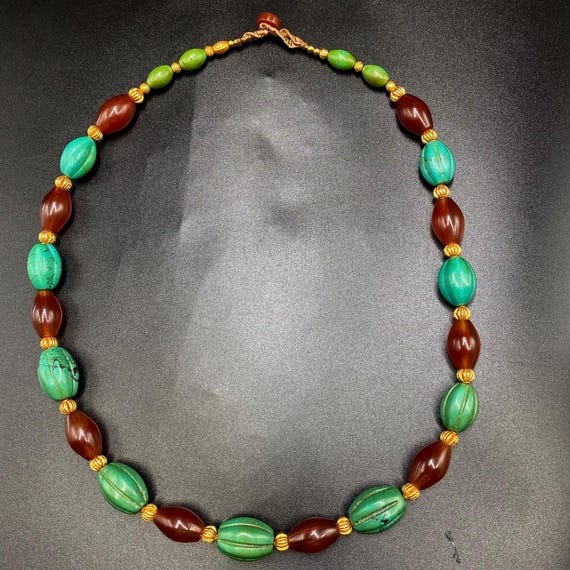 Beautiful Old Ancient Tibetan Natural Turquoise Red Agate