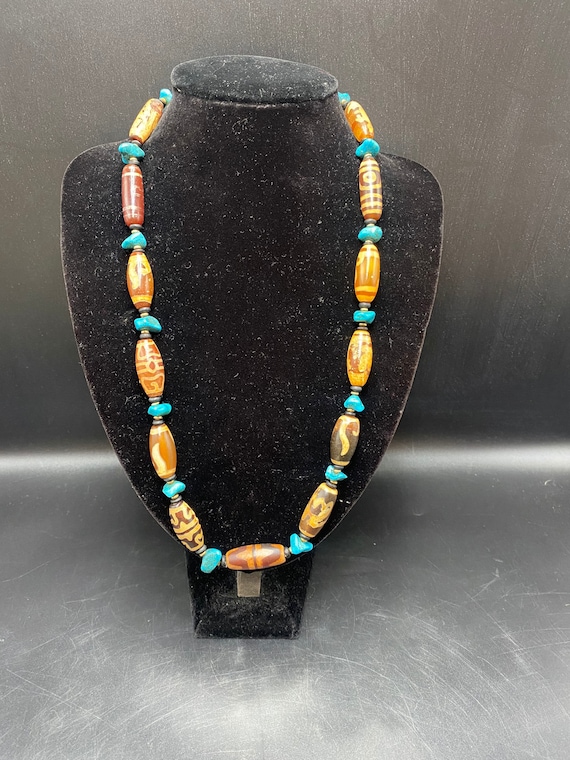 Beautiful red and orange dzi bead eye bead agate … - image 3