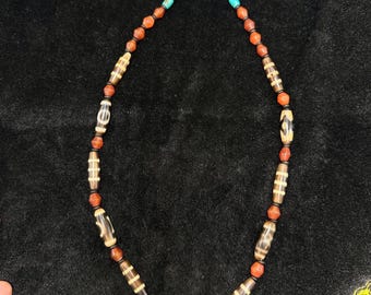 Natural Chong Dzi & Carnelian Beads Necklace
