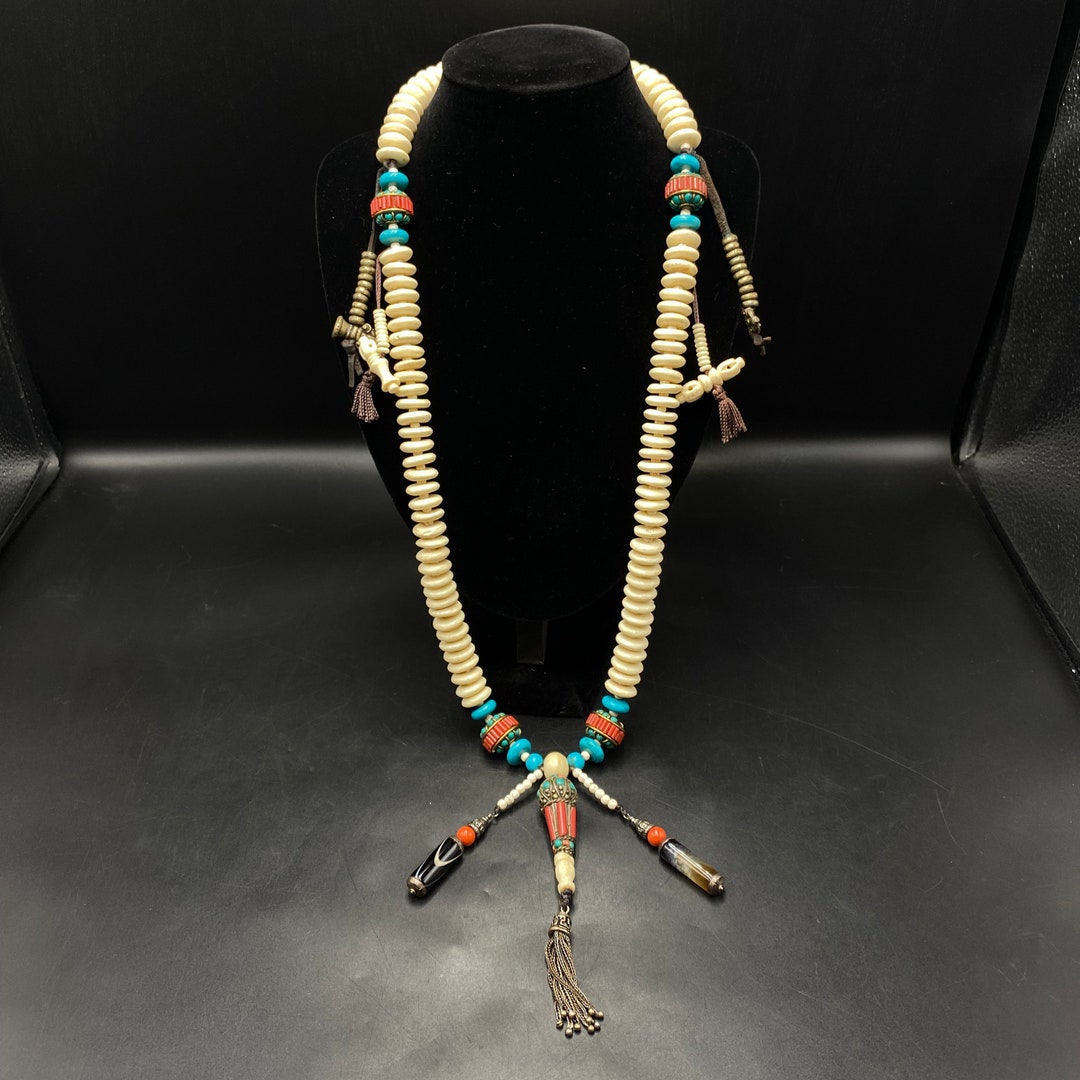 Shell Maala MALA Genuine Tibetan Hand Made Mala Om Mala Meditation Shell Turquoise ...