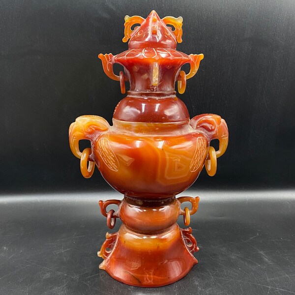Beautiful Old Han Dynasty Extremely Beautiful Agate Collectible incense burner Elephant head Ancient Art Deco Chinese Antique Original
