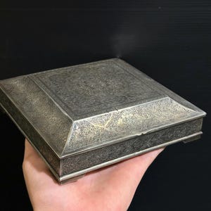 Antique Mughal Solid Silver Box From Rajasthan India 19th century Decorative box  handmade a Home Decor gift item