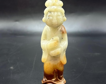 Antique Chinese Carved Jade Figurine, Ram Head Decoration